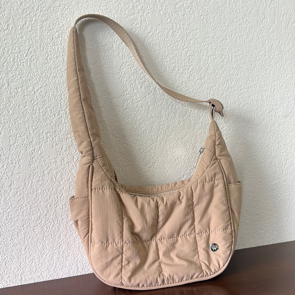 Tan Quilted Shoulder Bag